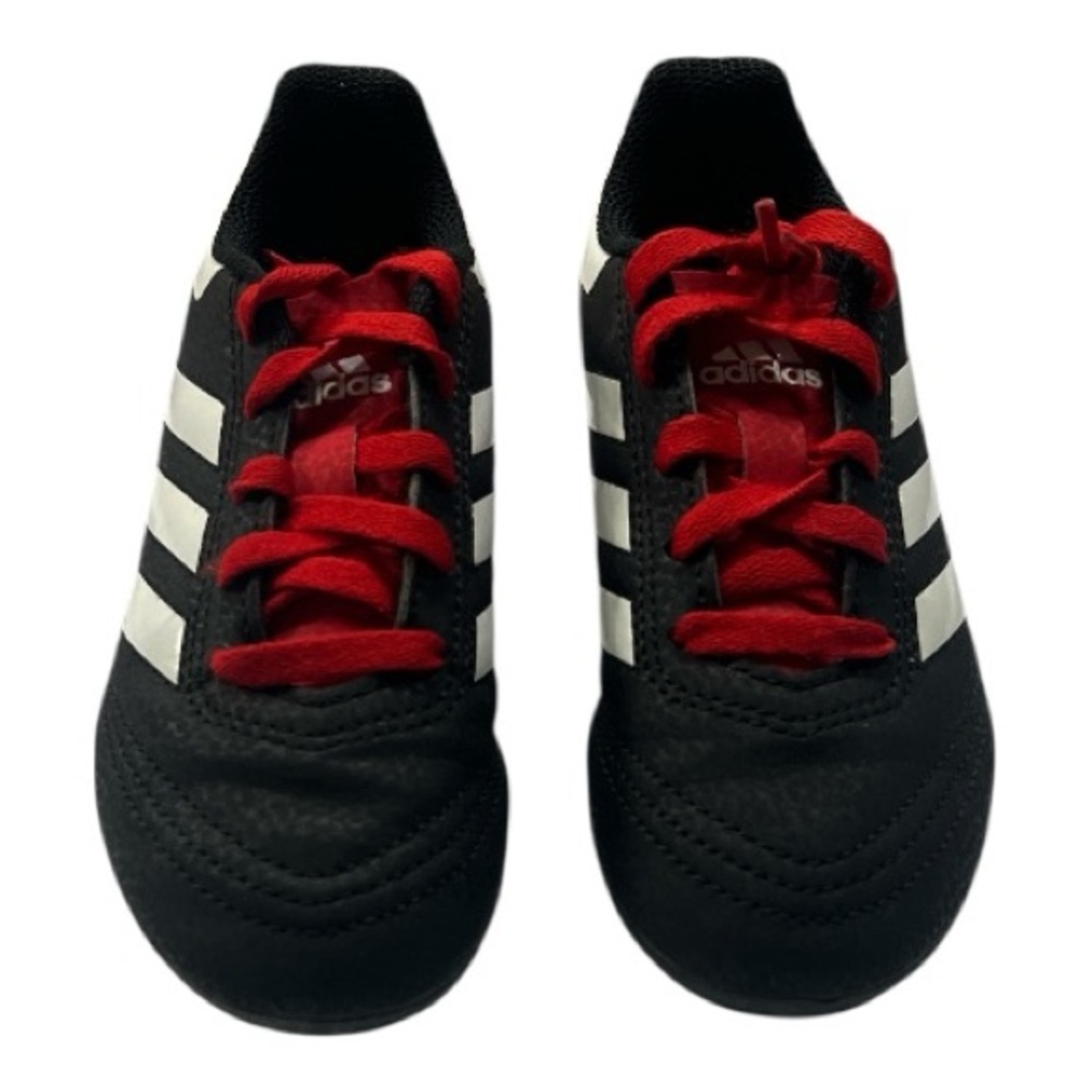 Adidas Kids Black Cleats with Red laces and White Stripes - Picture 3 of 6